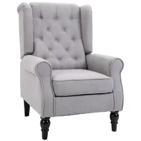 Us01-833695v80gy Uirio Tufted Club Accent Arm Chair Fabric Single Wingback Upholstered Living Room Gray