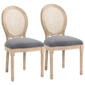 Us01-835523v80gy Uirio Set Of 2 French-style Upholstered Dining Chairs Rattan Armless Accent Chair Gray