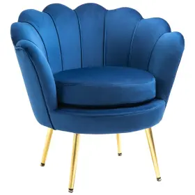 Us01-839012v80bu Uirio Velvet Fabric Accent Leisure Club Chair With Gold Metal Legs For Living Room