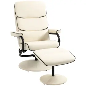 Us01-839198v80cw Uirio Faux Leather Recliner High Back Chair With Padded Ottoman Adjustable Backrest