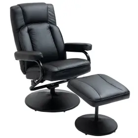 Us01-839200bk Uirio Faux Leather Recliner Chair Living Room Swivel With Ottoman Footrest Black