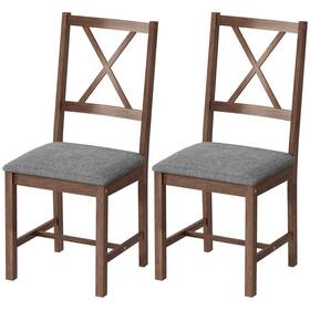 Uirio Us01-83a468v00gy Set Of 2 Dining Chairs Upholstered X-back Room With Rubberwood Legs