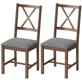 Us01-83a468v00gy Uirio Set Of 2 Dining Chairs Upholstered X-back Room With Rubberwood Legs