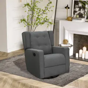 Us02-833508gy Uirio Manual Sofa Recliner Padded Seat Rocking Chair Lounger 360 Swivel With Footrest