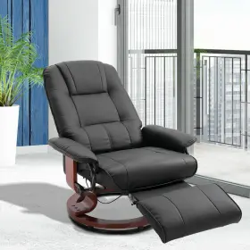 Us02-833621v01 Uirio Swivel Faux Leather Recliner With Footrest Armrest - Living Room Lounge Chair