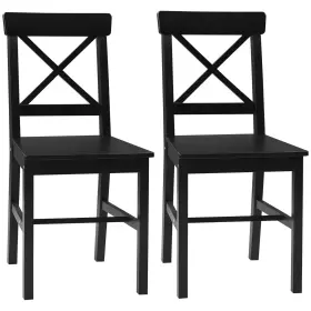 Us02-835911v00bk Uirio Homcom Farmhouse Wooden Dining Chairs Set Of 2 With Cross Back Black