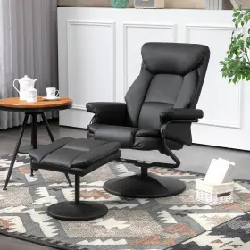 Us02-839869v80bk Uirio Recliner Chair With Ottoman Swivel Reclining Faux Leather Black
