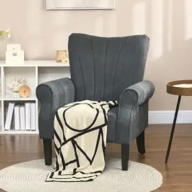 Us02-839877v00cg Uirio Fabric Accent Chair Modern Armchair With Wood Legs Dark Gray