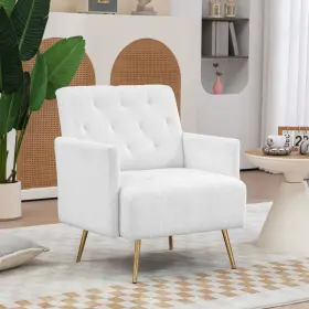 Us02-839920v80wt Uirio Modern Sherpa Accent Chair With Tufted Pattern And Steel Legs White