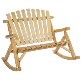 Us02-84a045 Uirio 2-seat Outdoor Rustic Rocking Bench Adirondack Patio Garden Chair Burlywood