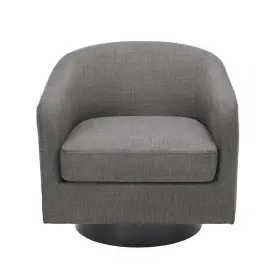 Fop-ch0030-gy Uixe Gray Polyester Upholstered 360 Swivel Arm Chair With Wood Base Set Of 1