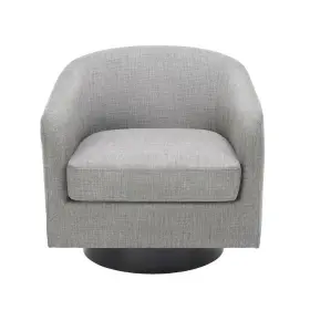 Fop-ch0030-lg Uixe Light Gray Polyester Upholstered 360 Swivel Arm Chair With Wood Base Set