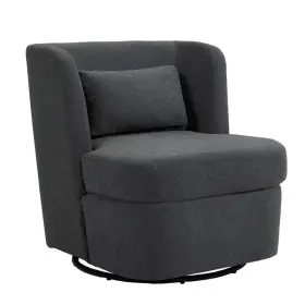 Fop-ch0031-gy Uixe Modern Gray Linen Upholstered 360-degree Swivel Accent Barrel Chair With Metal 1
