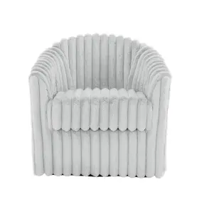 Fop-ch0032-lh Uixe Modern Blue Gray Faux Rabbit Fur Polyester 360 Swivel Accent Barrel Chair With