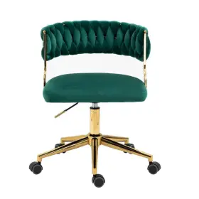 Fop-oc01-sl Uixe Task Chair Upholstered Velvet Metal Frame Swivel Ergonomic Dark Green 1-set