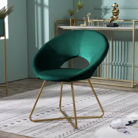 Ac268gn Unbanded Slatina Silky Velvet Upholstered Accent Chair With Gold Tone Finished Base Green