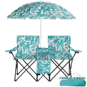 Universal 629722743790 Portable Outdoor 2-seat Folding Chair With Removable Sun Umbrella Pineapple
