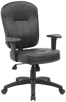 Universal Lighting And Decor B1563 Boss Black Leather Mid-back Swivel Adjustable Task Chair
