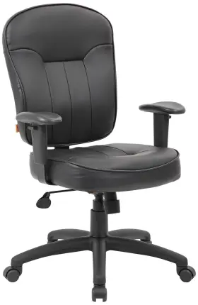 B1563 Universal Lighting And Decor Boss Black Leather Mid-back Swivel Adjustable Task Chair