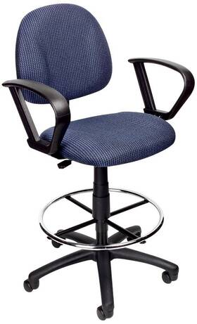 Universal Lighting And Decor B1617-be Boss Loop Arm Blue Tweed Drafting Stool With Footring