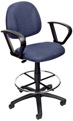 B1617-be Universal Lighting And Decor Boss Loop Arm Blue Tweed Drafting Stool With Footring