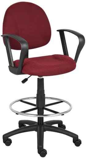 B1617-by Universal Lighting And Decor Boss Loop Arm Burgundy Tweed Drafting Stool With Footring