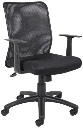 B6106 Universal Lighting And Decor Boss Black Budget Mesh Task Chair With T-arms