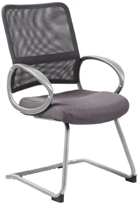 B6419-cg Universal Lighting And Decor Boss Mesh Fabric Gray Reception Chair