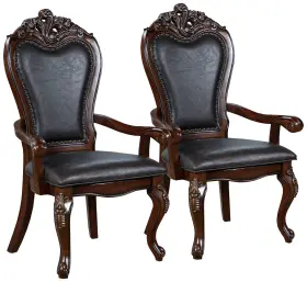 Idf-3261ch-ac Universal Lighting And Decor Divino Cherry Faux Leather Arm Chairs Set Of 2