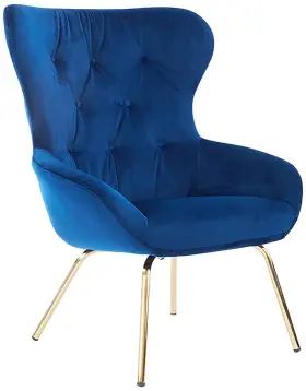 Idf-603913 Universal Lighting And Decor Keelman Classic Blue Tufted Velvet Fabric Dining Chair