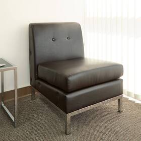 Universal Lighting And Decor Wst51n-e34 Wall Street Espresso Faux Leather Tufted Armless Chair