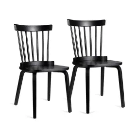 Unovivy 797447265603 Wood Dining Chairs Set Of 2 Windsor Farmhouse Spindle Back Widen Seat Mode