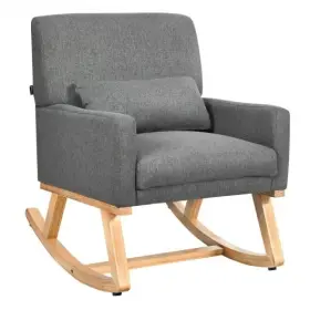 Upholstered Rocking Chair Solid Wood Base-gray - Color Gray 461758185518 With And