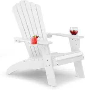 A1-max Upstreman Home Oversized Adirondack Chair Set Of 1 Fire Pit 2 Cup Holders