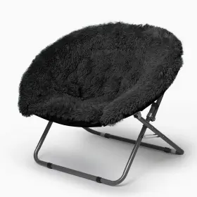 Urban Lifestyle 639440816775 Oversized Mongolian Faux Fur Saucer Chair Black