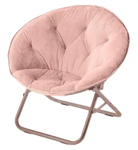 Urban Lifestyle 784857707540 Faux Fur Saucer Chair With Metal Frame One Size Blush