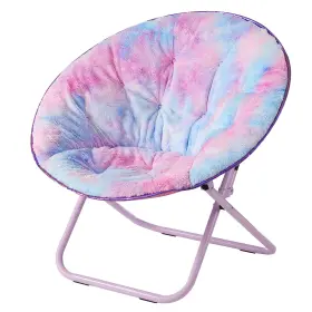 Urban Lifestyle 784857947328 Faux Fur Foldable Saucer Chair Rainbow