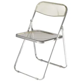 Nk660829 Urban Lifestyle Transparent Acrylic Modern Folding Chair With Chrome Frame Blac