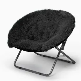 Wk657558 Urban Lifestyle Oversized Mongolian Faux Fur Saucer Chair Black