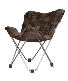 Urban Shop 784857614008 Lifestyle Mongolian Faux Fur Butterfly Chair Brown