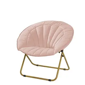 Wk657717 Urban Shop Lifestyle Velvet Channel Stitch Folding Saucer Lounge Chair Blush With
