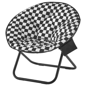 Wk660846 Urban Shop Printed Round Saucer Chair Black/white Check
