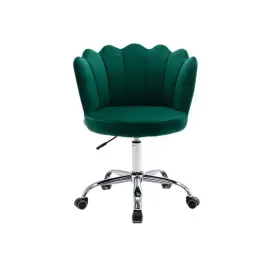 T-01708-1 Urtr Green Velvet 360 Swivel Shell Chair With Metal Legs Height Adjustable