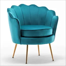 Us Pride Furniture 756411887036 Velvet Barrel Chair Stylish Accent With Scalloped Backres