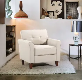 Us Pride Furniture 782453571169 Armchair Linen Flared Arm Chair Beige