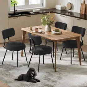 Ukdc110b14 Vasagle Dining Chairs Set Of 4 Modern Upholstered Room Teddy Fleece