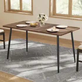 Ukdt100k02v2 Vasagle Dining Table For 4-6 People Modern Natural Walnut Ink Black