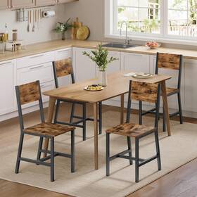 Vasagle Uldc992b01 Dining Chair Set Of 4 Rustic Wood Chairs With Metal Steel Frame Easy T