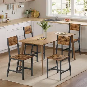 Uldc992b01 Vasagle Dining Chair Set Of 4 Rustic Wood Chairs With Metal Steel Frame Easy T