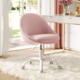Uobg020r93 Vasagle Adjustable Swivel Armless Desk Chair Teddy Fleece Compact For Small Spaces Jelly
